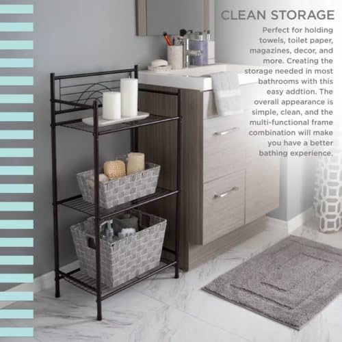 3-Tier Iron Bathroom Storage Shelf Rack in Oil Rubbed Bronze