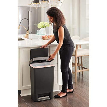 Rubbermaid Premier Series IV Step-On Trash Can for Home and Kitchen, 12.4 Gallon, Stainless Steel Lid Charcoal, for Home/Kitchen/Garage/Apartment/Office
