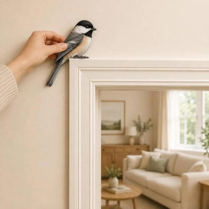 Wooden Chickadee and Owl Door Topper Set - Rustic Nature Home Decor - Variation #A