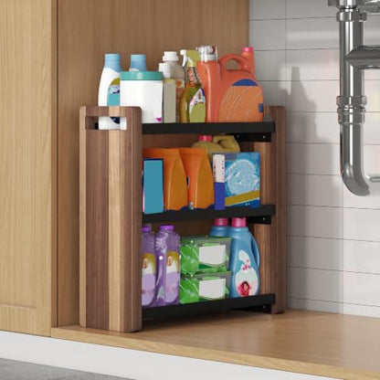 3-Tier Bathroom & Kitchen Countertop Organizer - Acacia