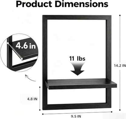 Rectangular Wooden Wall Shelf for Indoor Plants - Set of 2 Black Shelves