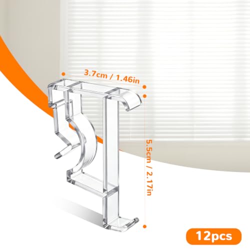 12 Pack 2-Inch Clear Blind Valance Clips - Hidden Window Cover Fasteners