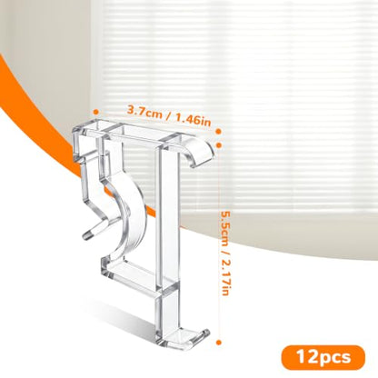 12 Pack 2-Inch Clear Blind Valance Clips - Hidden Window Cover Fasteners