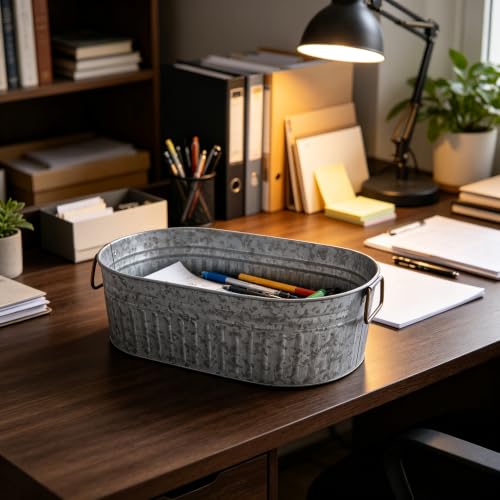Heavy-Duty Galvanized Steel Oval Ice Tub - 4.15 Gallon Beverage Cooler