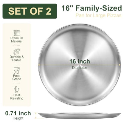 16 Inch Nonstick Stainless Steel Pizza Pan for Oven - Round Baking Tray