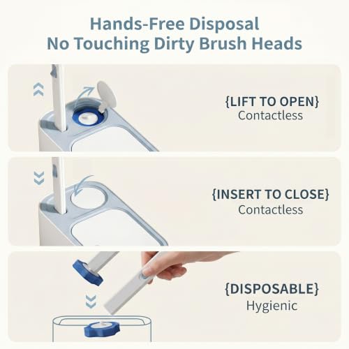 Bathroom Trash Can with Disposable Toilet Brush & 36 Refills - 1.5 Gallon Slim Set