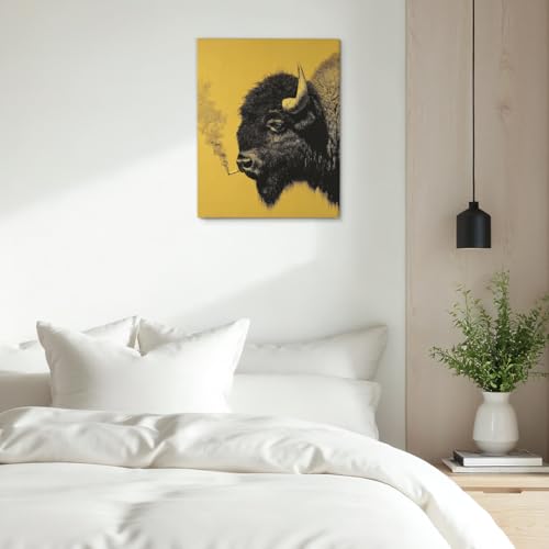Variation of THIS listing J-1: Whimsical Bison Wall Art 8x10 Framed Canvas Print
