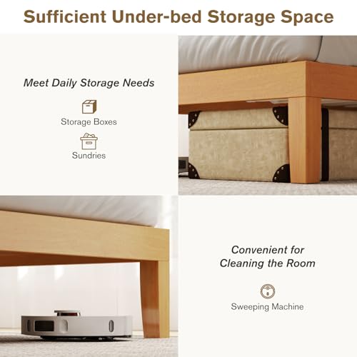 Sweetcrispy Twin Size Bed Frame - 12 Inch Wooden Platform Bed with Support