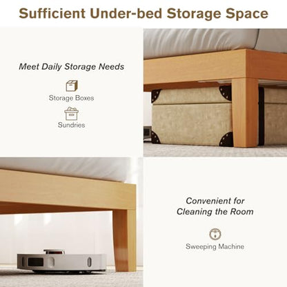 Sweetcrispy Twin Size Bed Frame - 12 Inch Wooden Platform Bed with Support