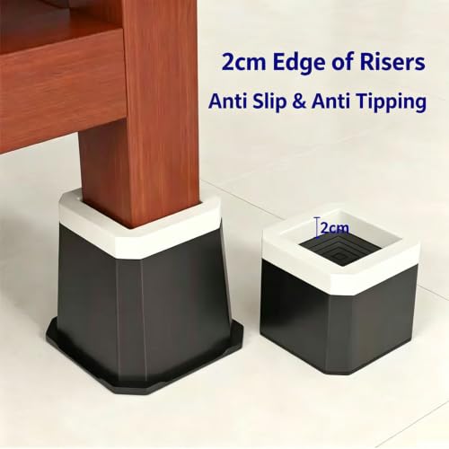 3.1 Inch Bed Risers Black Square Furniture Risers for 1100 lbs - 4 Pack