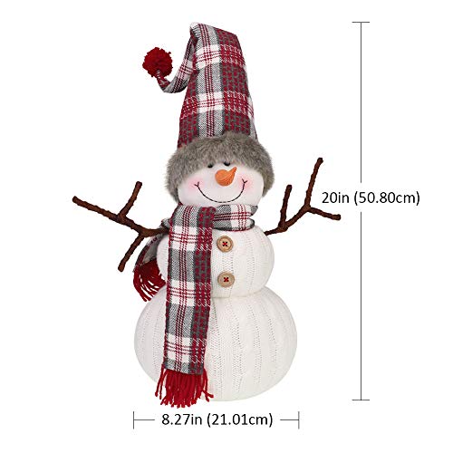 Christmas Snowman Indoor Decor 20 Inch Plush Handmade Gift White Snowman