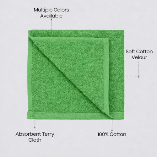 Fingertip Hand Towel Set - Bright Green, 11x18 Inches, 4 Pack, Soft Cotton