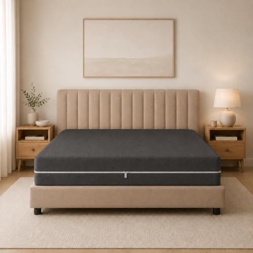 Queen Zipper Fitted Mattress Cover - 8-Inch Deep Microfiber Encasement