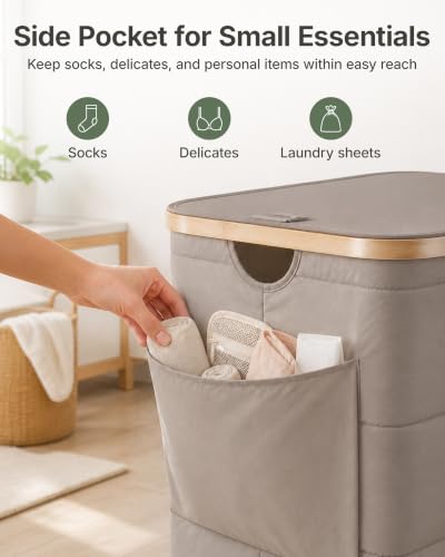Camel 2-Section Laundry Hamper with Lid - 140L Puffer Style