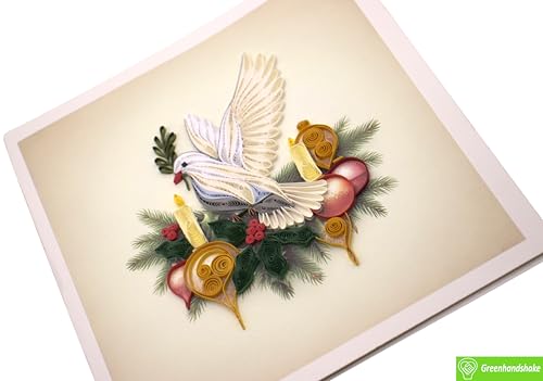 Christmas Dove and Candle 3D Greeting Card - Handmade All Occasion Design (6" x 6")