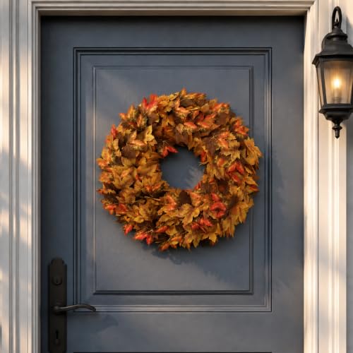 20 Inch Fall Maple Leaf Wreath for Front Door - Autumn Fall Decor - Fall Wreaths