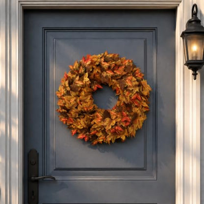 20 Inch Fall Maple Leaf Wreath for Front Door - Autumn Fall Decor - Fall Wreaths