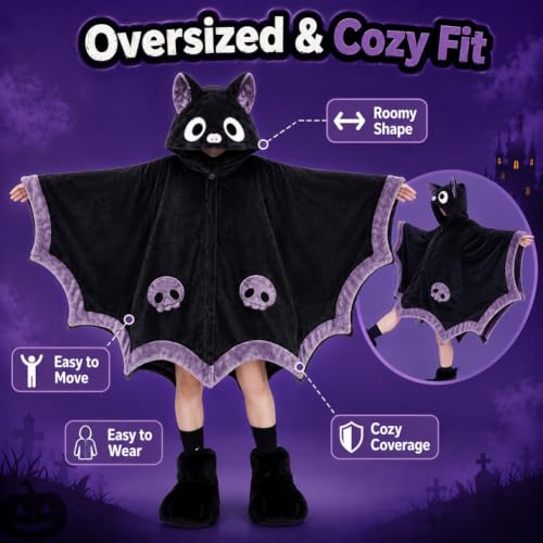 Wearable Bat Blanket Hoodie for Women Cute Bat Cape Halloween Costume