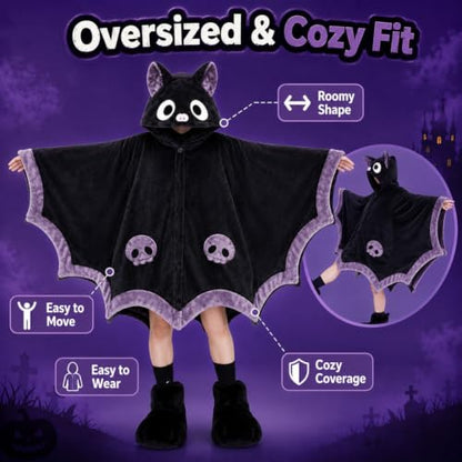 Wearable Bat Blanket Hoodie for Women Cute Bat Cape Halloween Costume