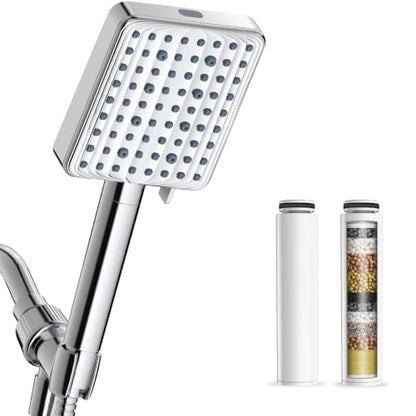 MakeFit Handheld Shower Head with Water Filter & Replacement Beads Bundle
