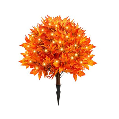 Solar Power Autumn Maple Tree Topiary Ball Outdoor Garden Decor with Lights