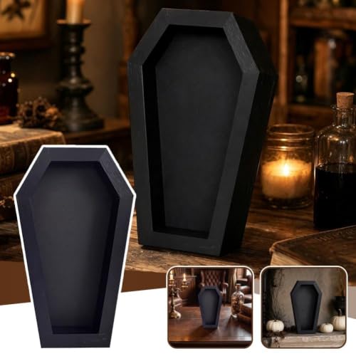 Gothic Black Coffin Shadow Box Frame for Halloween & Dark Decor 8.7x4.7"
