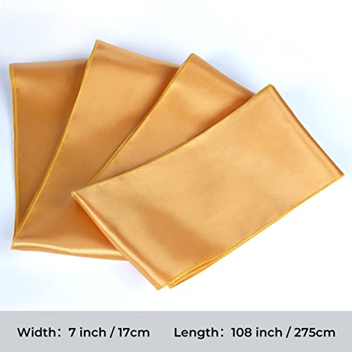 Gold Satin Chair Sashes Ties for Wedding Party 50pcs