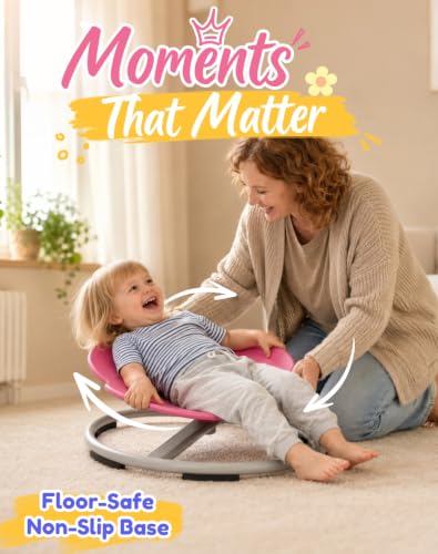 Pink Petal Sensory Spinning Chair for Autistic Kids & Teens - Anti-Tip Support