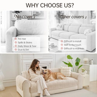 Velvet Couch Cover for Sectional Sofa - 1PC Protective Slipcover for Pets and Home