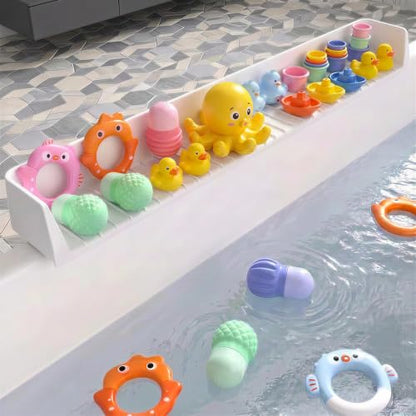 Silicone Bathtub Splash Guard with Suction Cups - Water Spill Protector, 2.6ft White