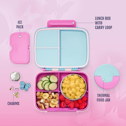 Large Kids Bento Box with Insulated Food Jar & Ice Pack - Razzmatazz