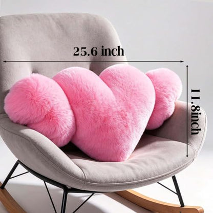 Pink Heart Plush Throw Pillow - Soft Sofa Cushion for Living Room - 1 Piece - Variation of Pink