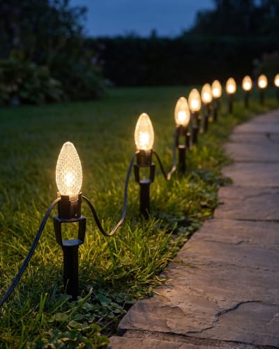 7.5 Inch Christmas Yard Stakes for C7 C9 String Lights - 100 Pack Black