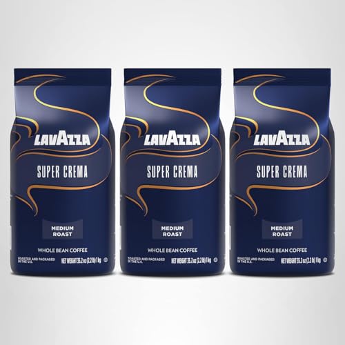 Lavazza Italian "Super Crema" Espresso Whole Bean Value Pack (3 x 2.2 lb bags)