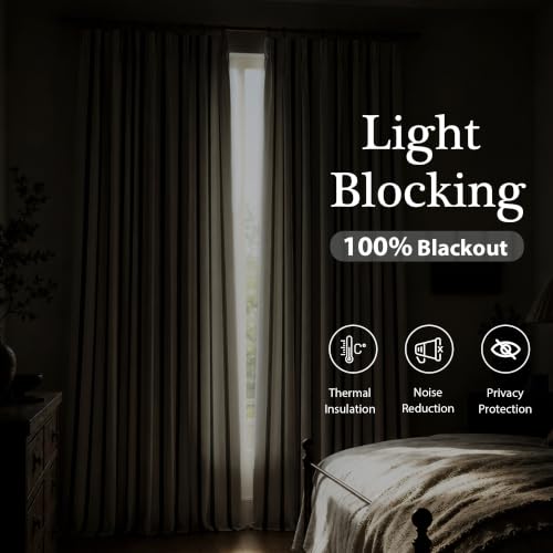 Blackout Linen Chenille Stripe Farmhouse Drapes - 52"W x 96"L, Pack of 2
