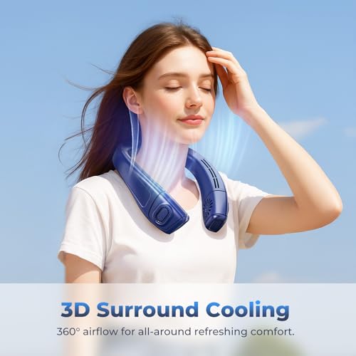 Portable Neck Fan with Cooling Chip and 3 Speed Modes - Hands-Free Personal Air Conditioner