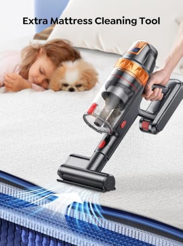SMOTURE Cordless Vacuum Cleaner 650W 55KPA with Mattress Tool - Blue