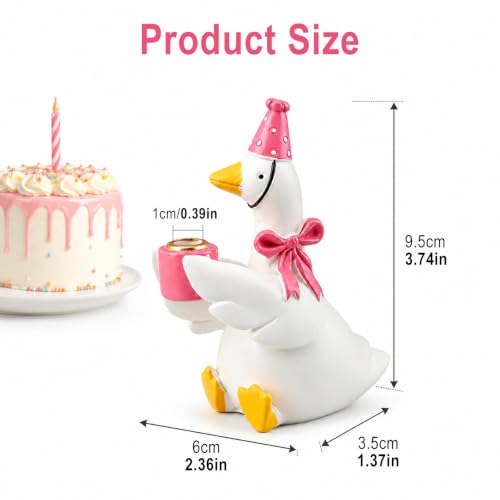 Ceramic Goose Cake Topper with Pink Hat & Bow Tie - Party Decor