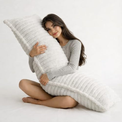 Full Body Pregnancy & Support Pillow with Removable Faux Fur Cover - 20x54 Inch