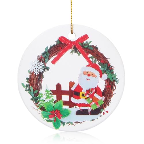 Santa Ceramic Christmas Ornament - Mini Tree Decoration for Xmas Tree Farmhouse Outdoor - Santa 01