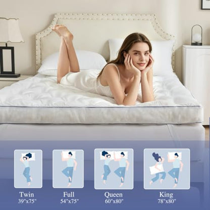 Queen Size 5 Inch Memory Foam Mattress Topper - Supportive, Breathable & Soft Pillow Top