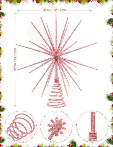 Pink Christmas Tree Topper - 3D Burst Exploding Star, Light Pink Holiday Decor