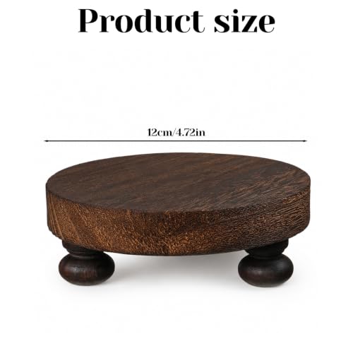 Wood Riser for Display Stand - Round Elevated Wooden Platform, Brown