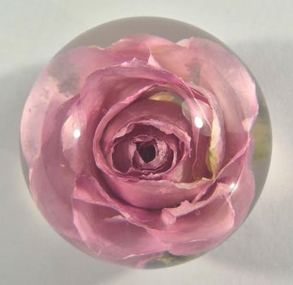 Pink Rose Resin Sphere - Real Flower Crystal Ball Wedding Decor
