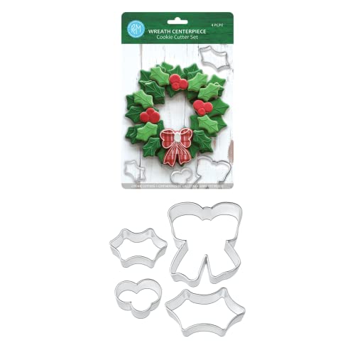 Holiday Wreath Cookie Cutter Set - 4-Piece Christmas Baking & Craft Kit