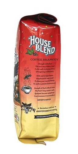 Raven’s Brew Coffee Gourmet Dark Roast Whole Bean Coffee - House Blend 12oz Bag