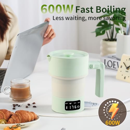 Foldable Electric Kettle 600ML Travel Water Boiler with 4 Temperature Settings