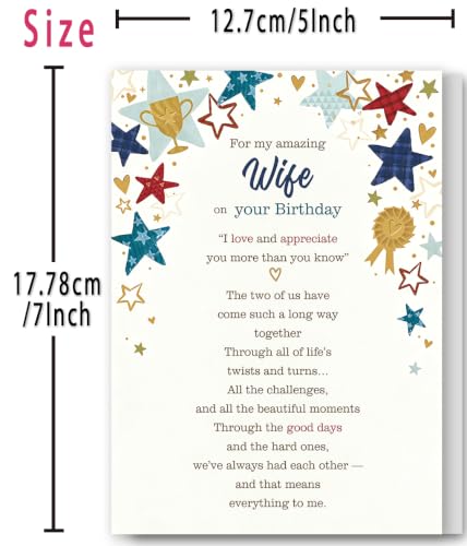 Mu-406 Romantic Birthday Card for Wife from Husband - Love & Celebration