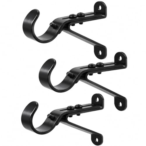Heavy Duty Adjustable Curtain Rod Brackets 3 Pack - Supports 30 lb
