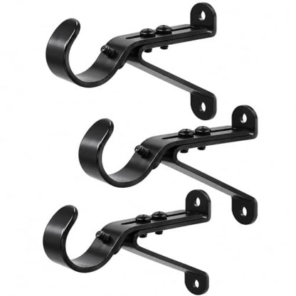 Heavy Duty Adjustable Curtain Rod Brackets 3 Pack - Supports 30 lb